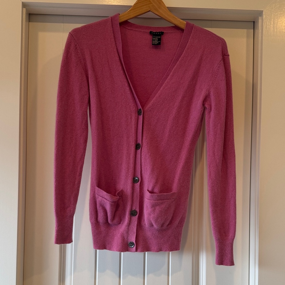 Theory Fuchsia Cardigan Sweater